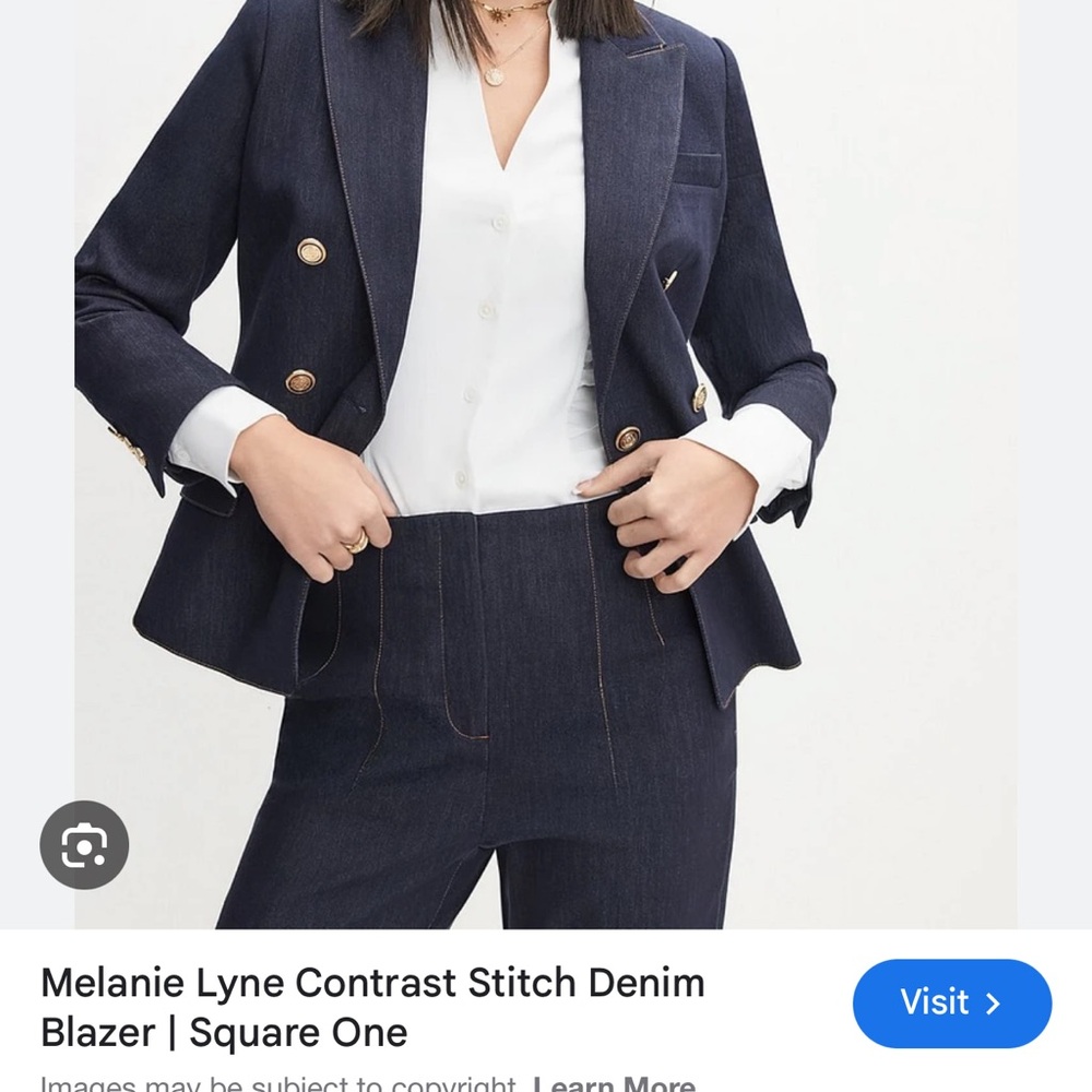 NWT Melanie Lyne Contrast Stitch Denim Blazer